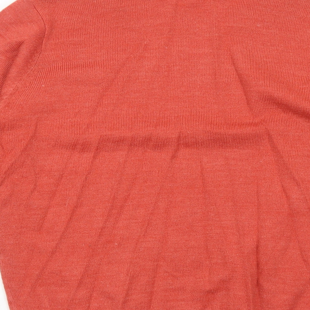 EWM Womens Orange Round Neck Polyester Pullover Jumper Size S