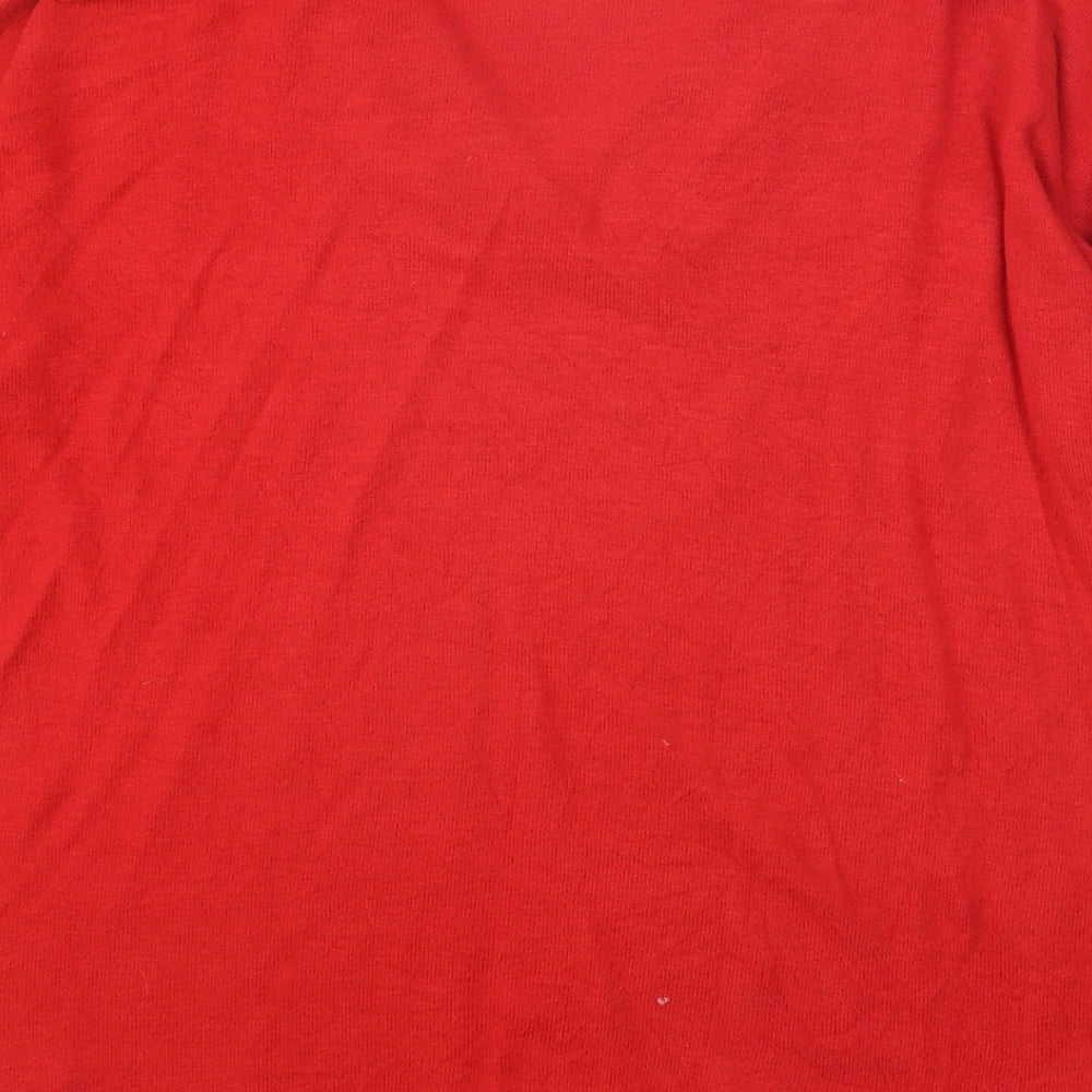 NEXT Womens Red V-Neck Acrylic Pullover Jumper Size 10