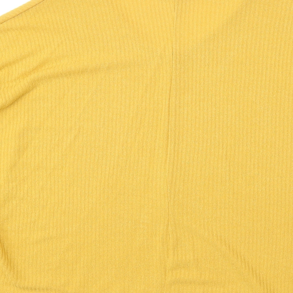 New Look Womens Yellow Viscose Basic T-Shirt Size S V-Neck
