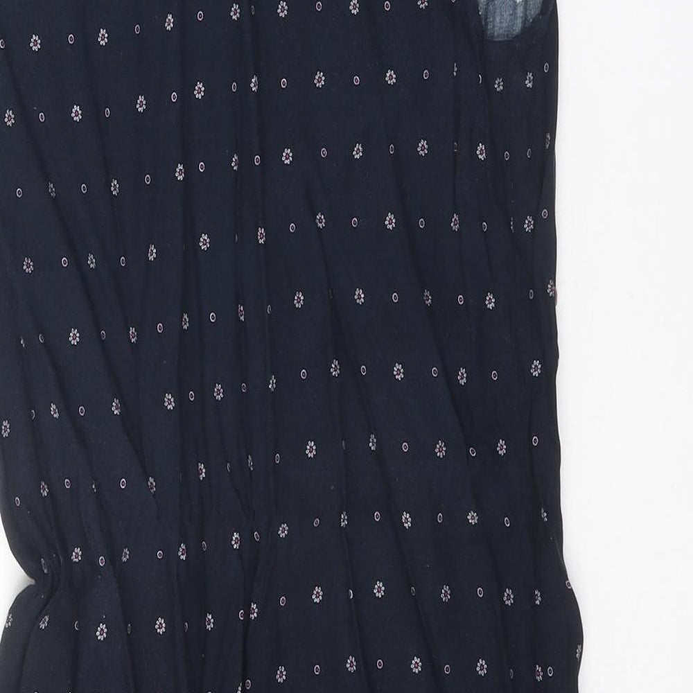 Glassons Womens Black Geometric Viscose A-Line Size 10 V-Neck Button