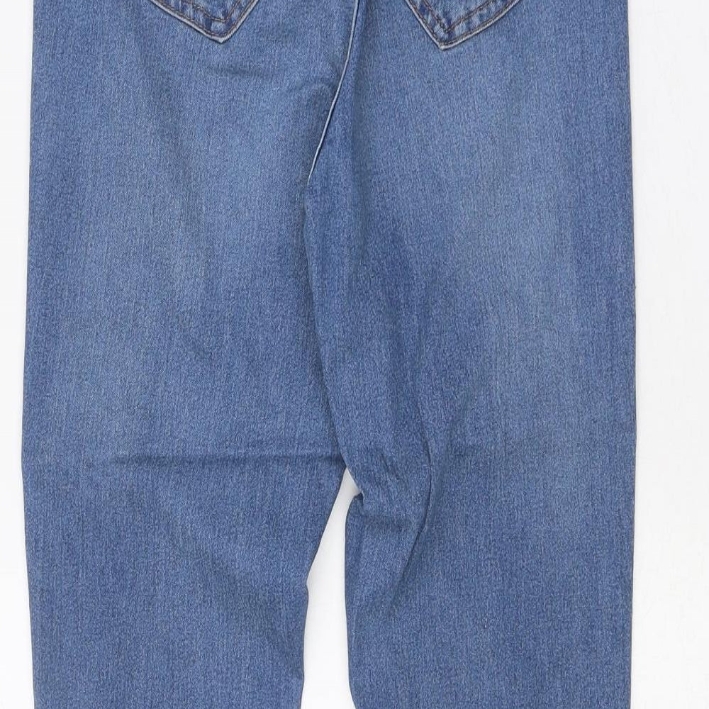 H&M Womens Blue Cotton Straight Jeans Size 28 in Regular Zip
