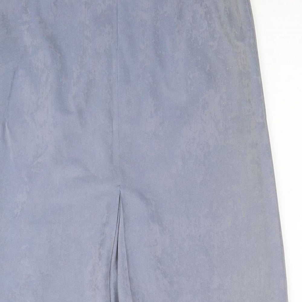 Preworn Womens Blue Polyester A-Line Skirt Size 28 in Zip