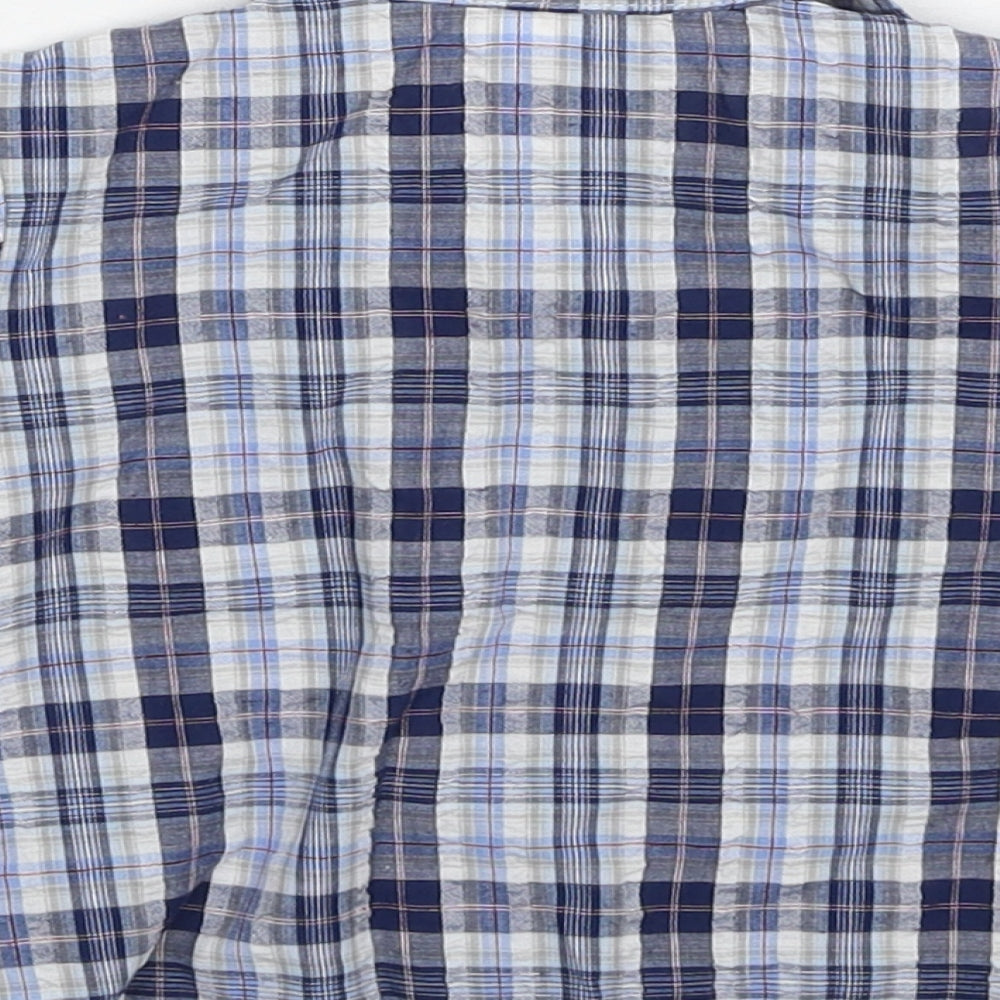 Stomp Boys Blue Plaid Cotton Basic Button-Up Size 6-9 Months Collared Button - Age 6-12 Months, Treasure Chest