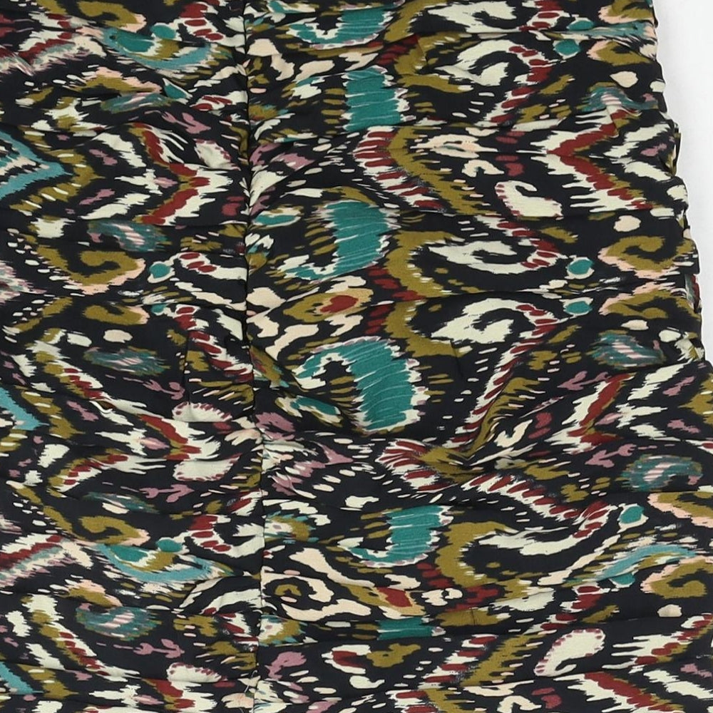 Zara Womens Multicoloured Geometric Polyester Mini Skirt Size XS Zip