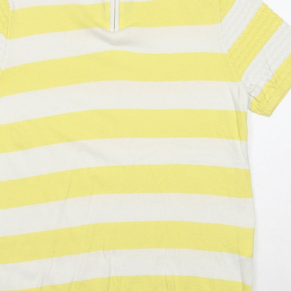 NEXT Womens Yellow Striped Cotton Basic Tank Size 10 Round Neck