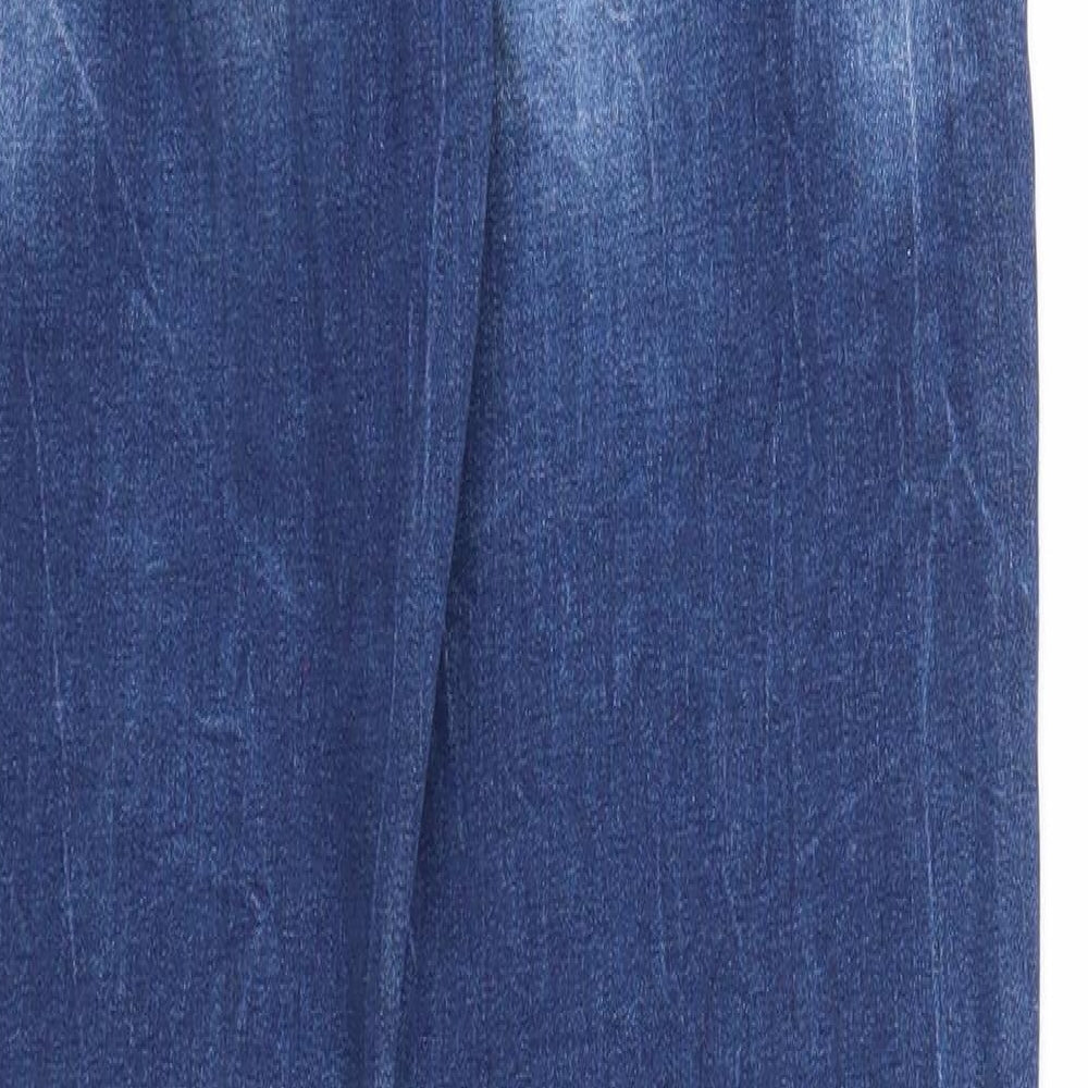 Papaya Womens Blue Cotton Straight Jeans Size 8 Regular Zip