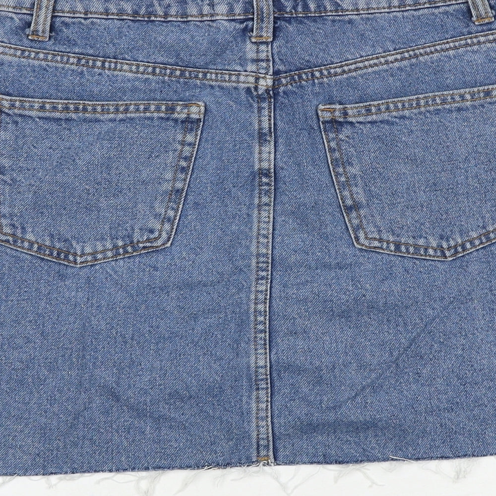 Denim & Co. Womens Blue Cotton Bandage Skirt Size 8 Zip