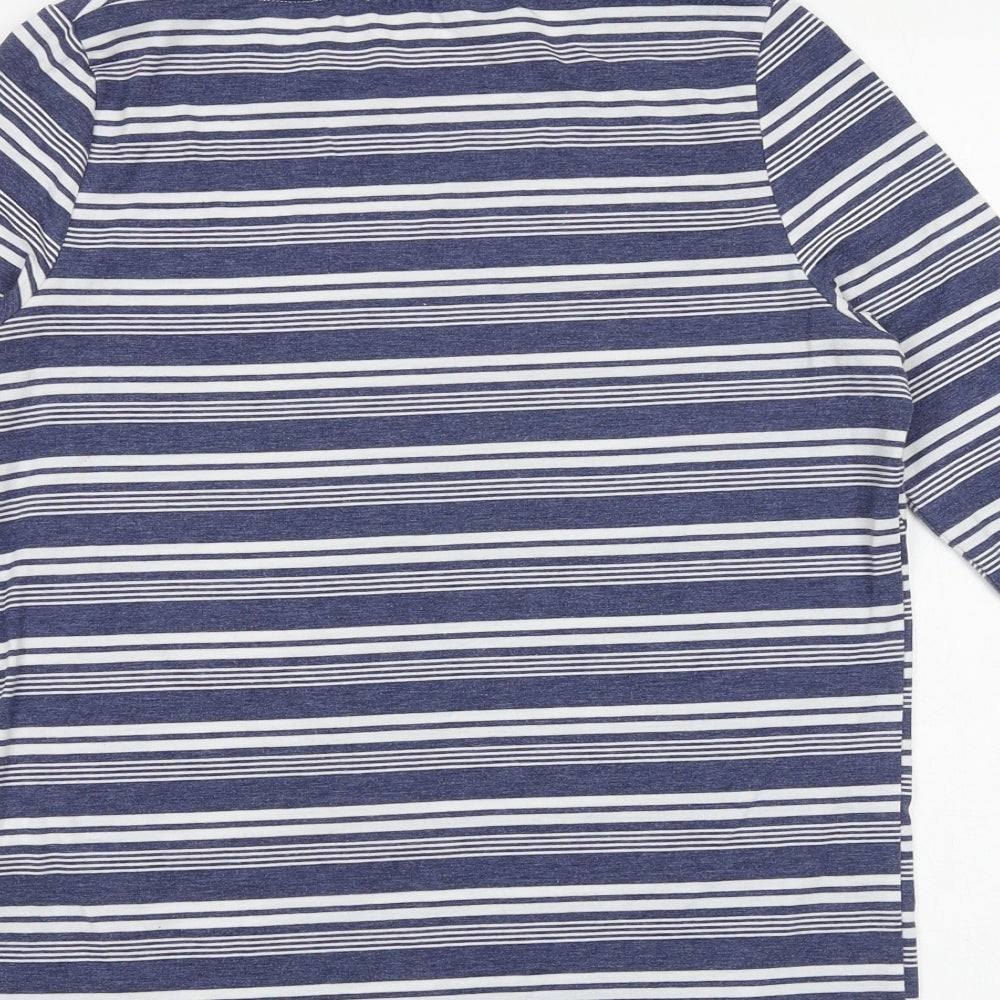 Maison De Nimes Womens Blue Striped Polyester Basic T-Shirt Size XS Boat Neck