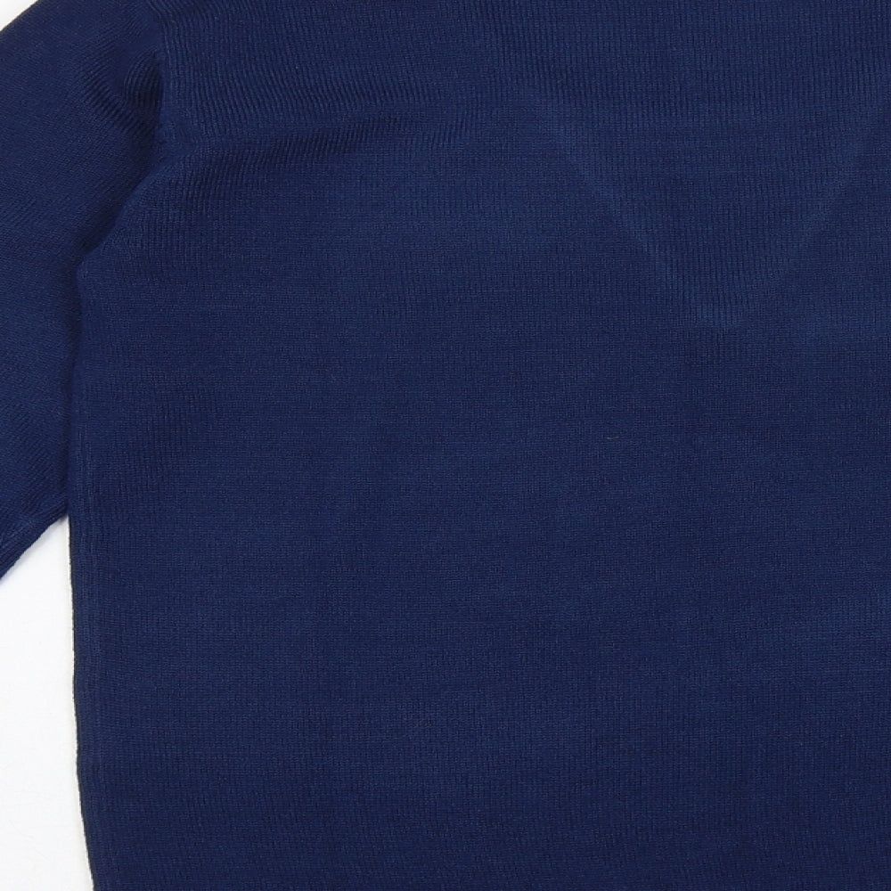 Cashmasoft Womens Blue V-Neck Acrylic Pullover Jumper Size XS