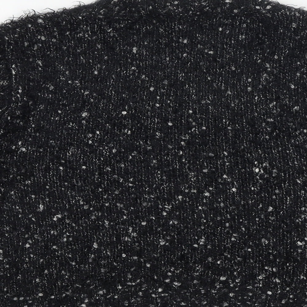 Eizens Womens Black Scoop Neck Acrylic Pullover Jumper Size L