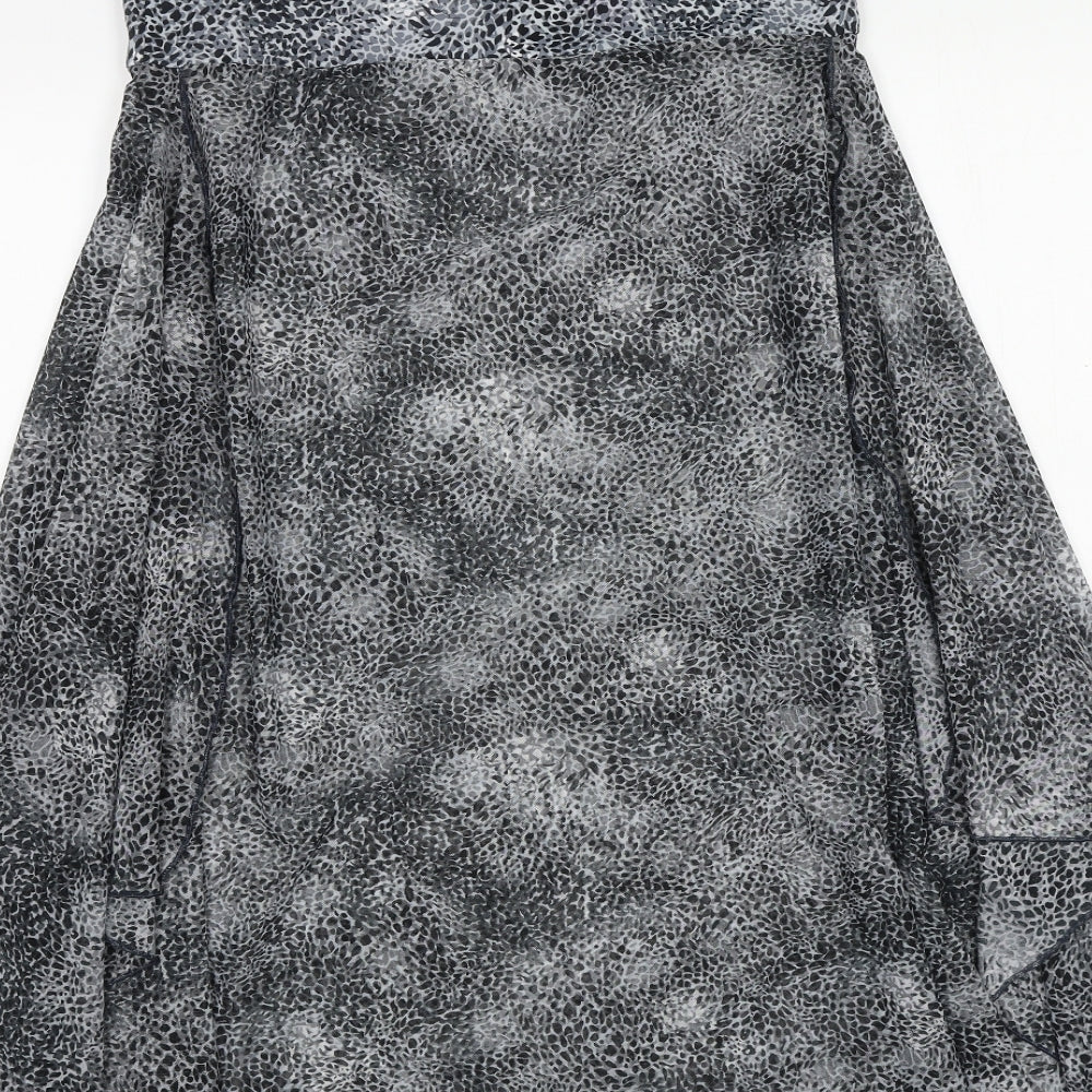 M&Co Womens Grey Geometric Polyester A-Line Size L Off the Shoulder Pullover