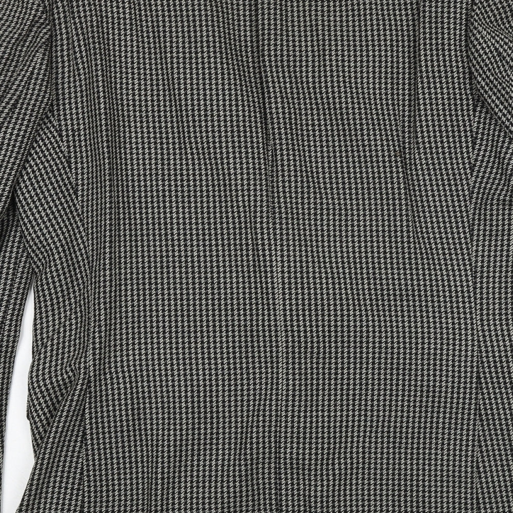 St Michael Mens Black Geometric Wool Jacket Blazer Size 38 Regular