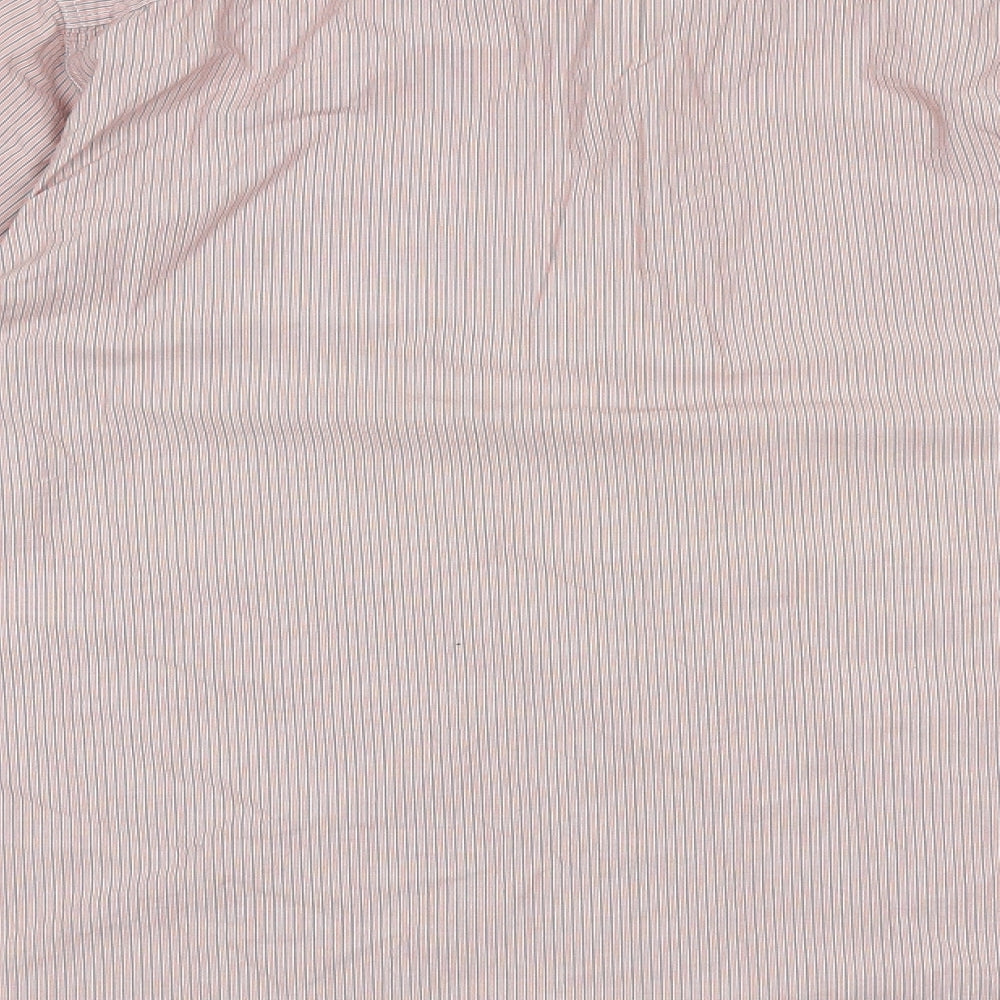 Marks & Spencer Mens Red Striped Cotton Button-Up Size L Collared Button