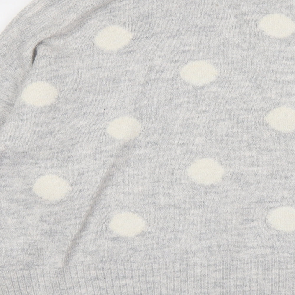 H&M Womens Grey Round Neck Polka Dot Acrylic Pullover Jumper Size M