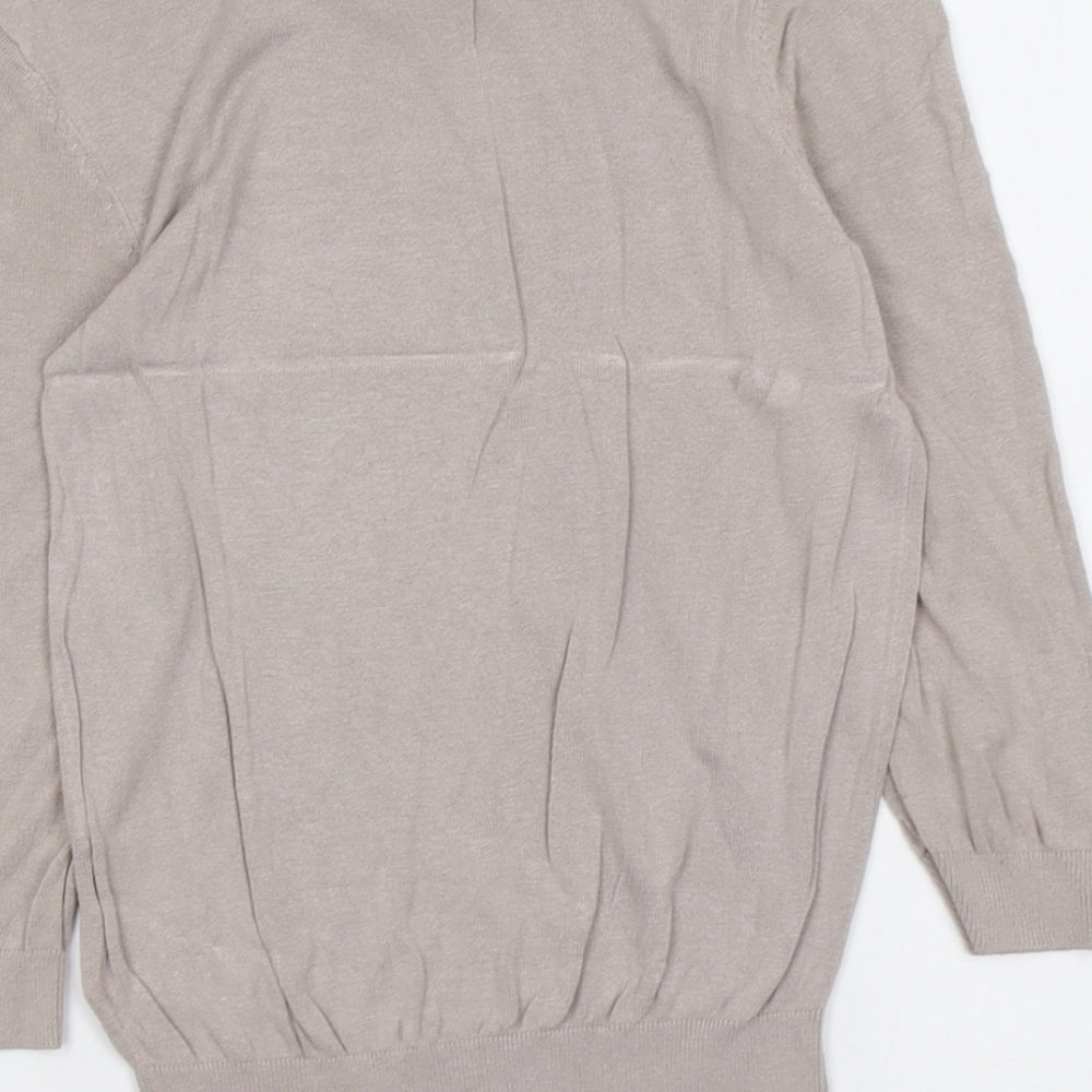 H&M Womens Beige Collared Viscose Pullover Jumper Size S