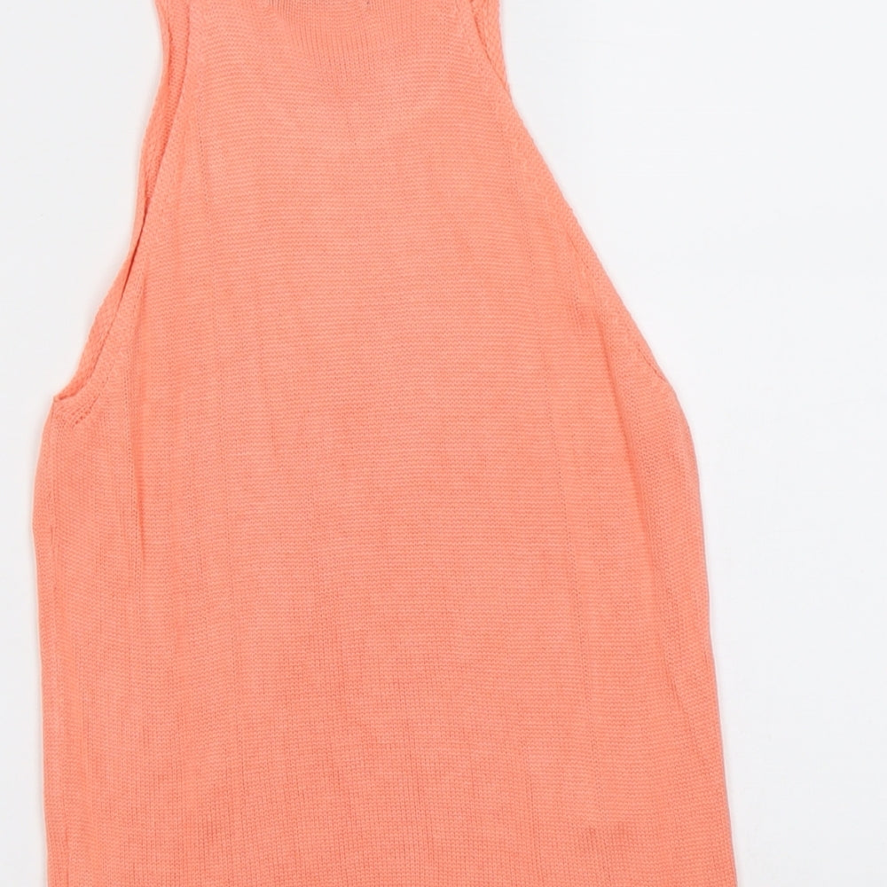 Atmosphere Womens Orange Viscose Basic Tank Size 10 Boat Neck