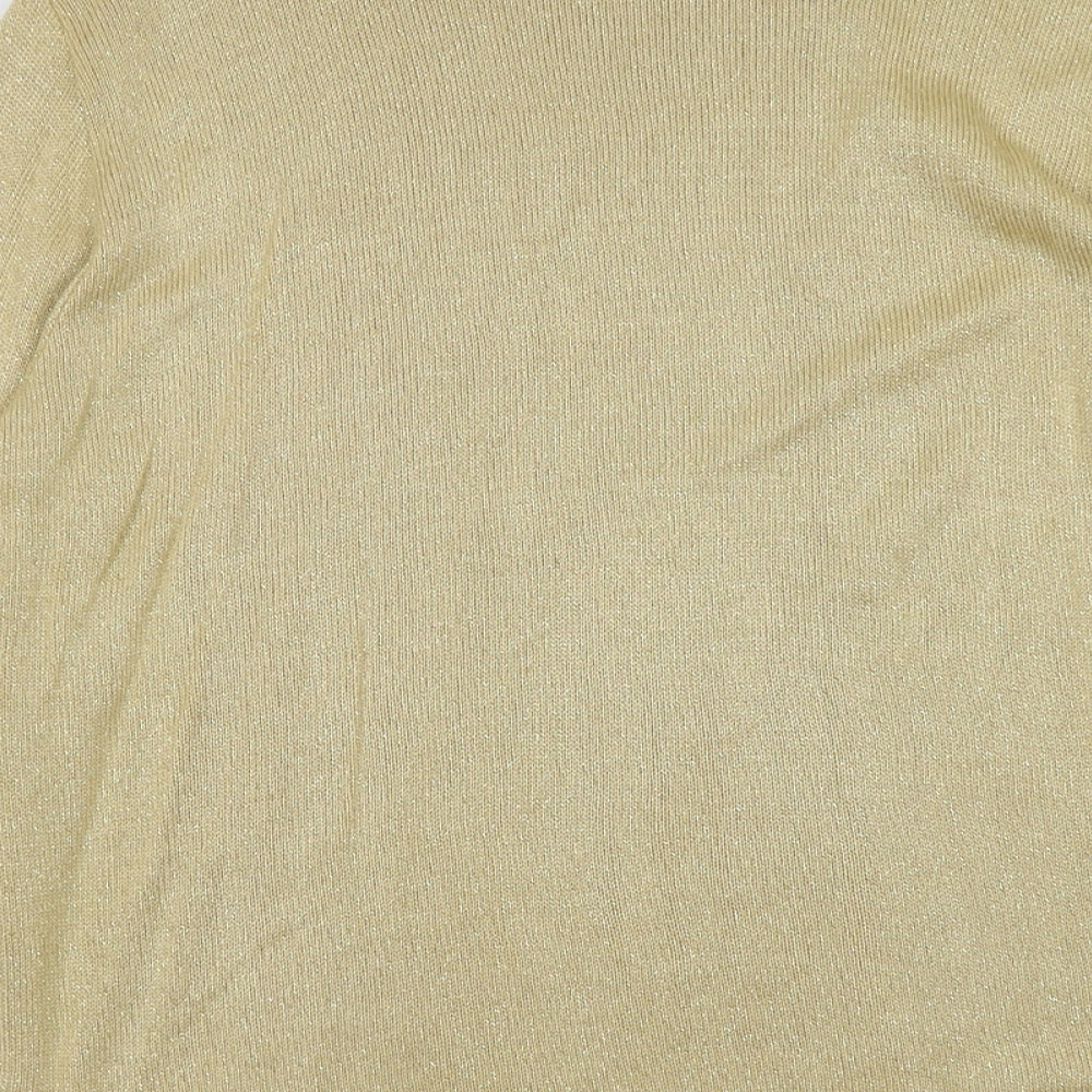 Preworn Womens Gold Round Neck Acrylic Pullover Jumper Size 8