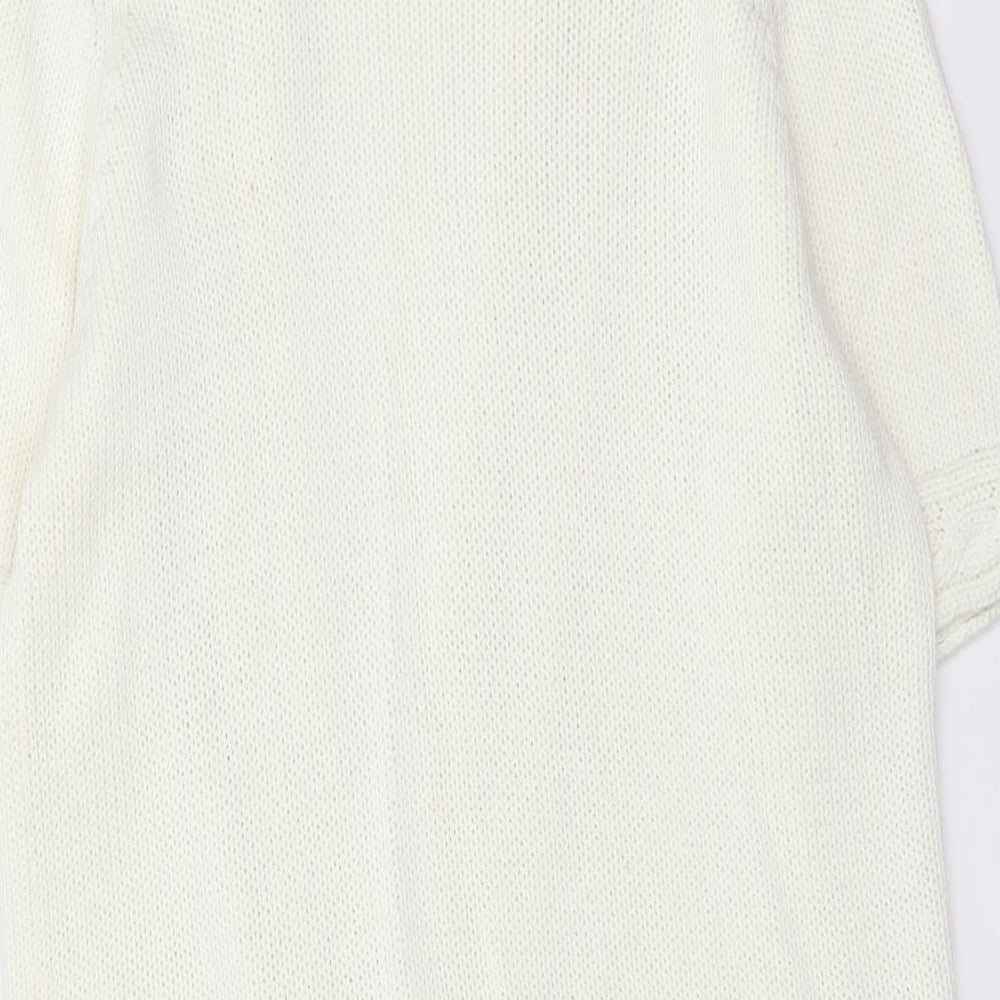 EWM Womens Ivory V-Neck Cotton Cardigan Jumper Size M