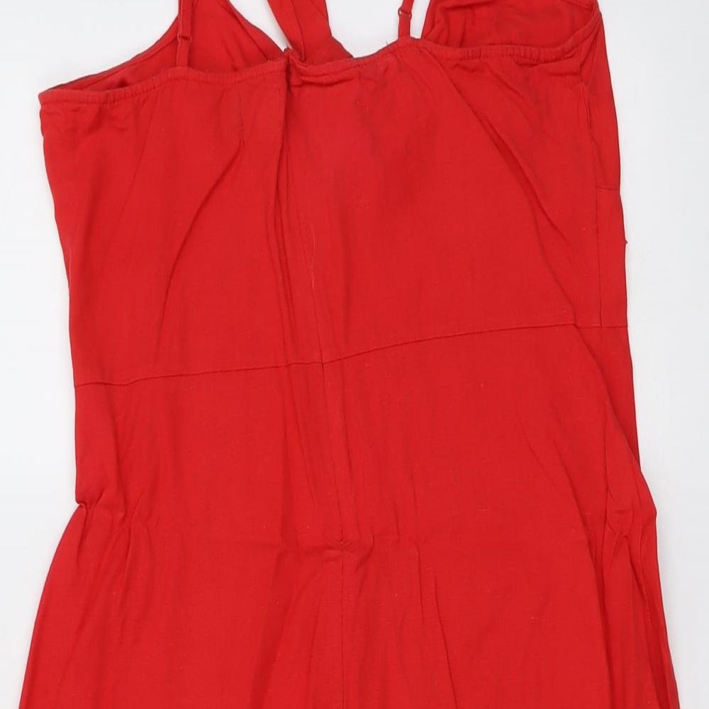 ASOS Womens Red Cotton A-Line Size 12 V-Neck Zip