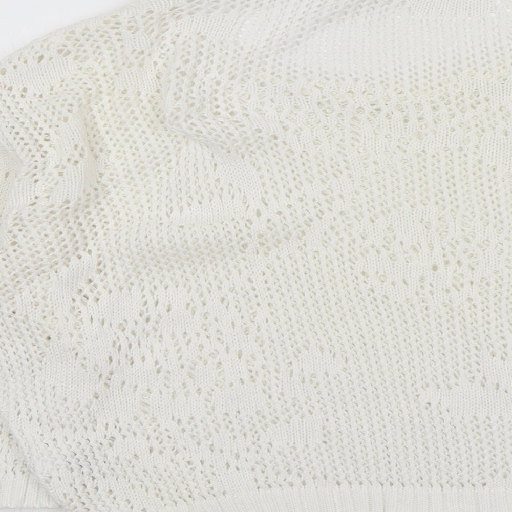NEXT Womens Ivory Round Neck Acrylic Pullover Jumper Size 8