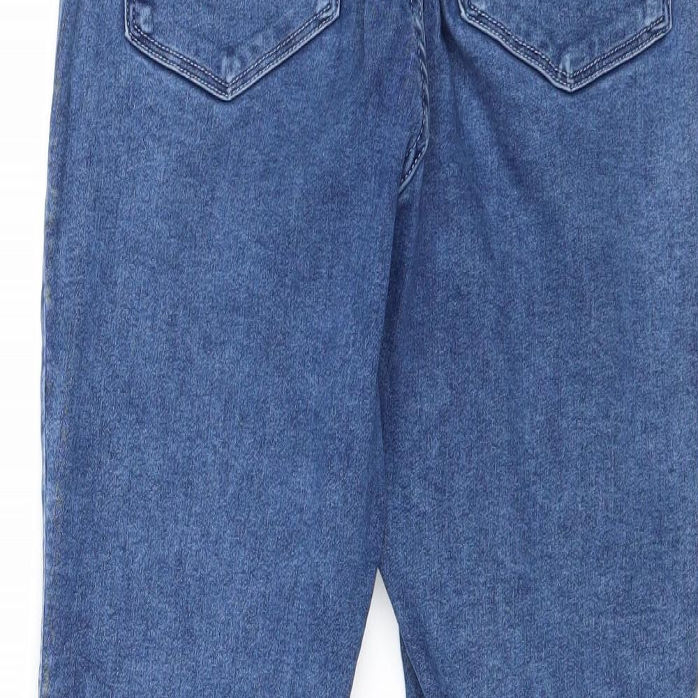 H&M Womens Blue Cotton Straight Jeans Size 28 in Regular Zip