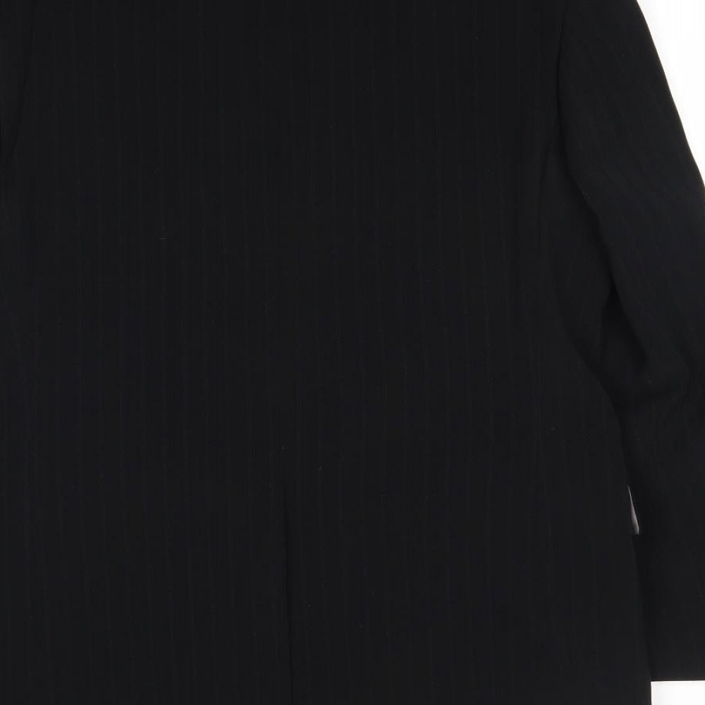 Quattro Mens Black Striped Polyester Jacket Suit Jacket Size 42 Regular