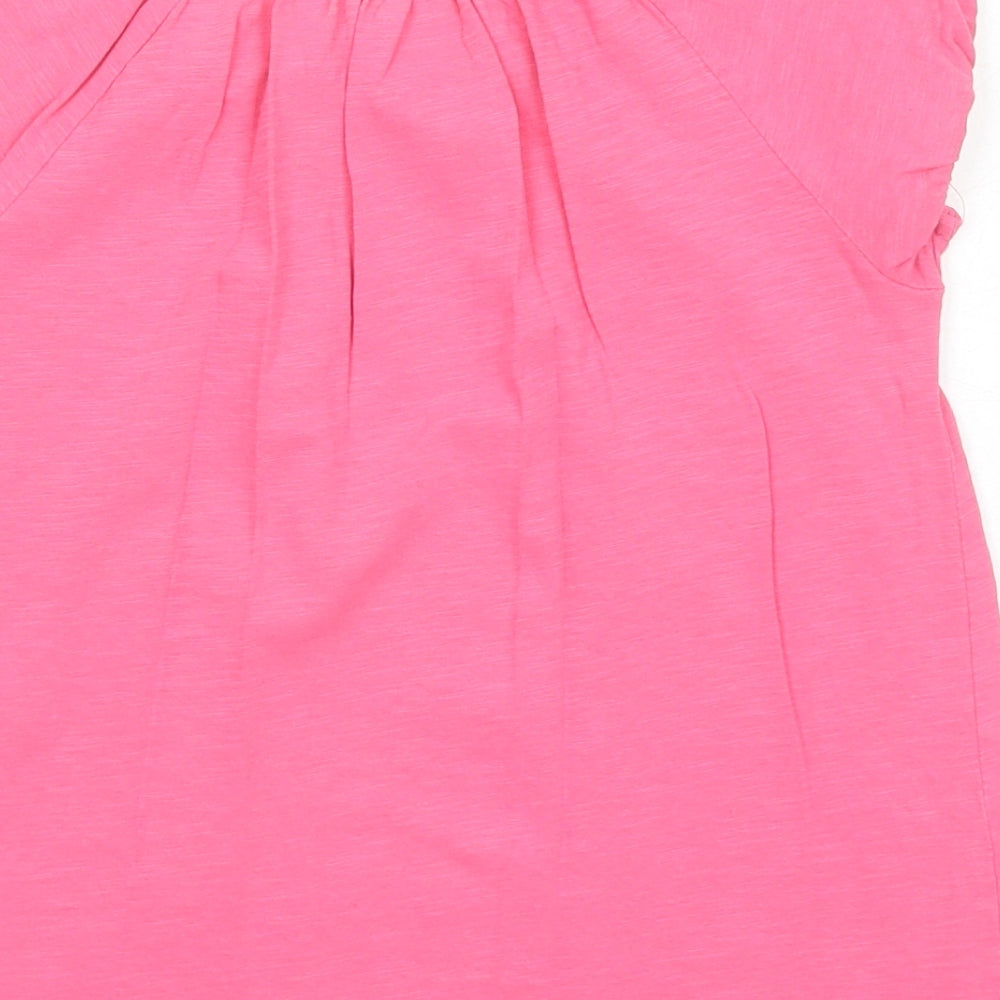 H&M Girls Pink Cotton Basic Blouse Size 9-10 Years Round Neck Pullover