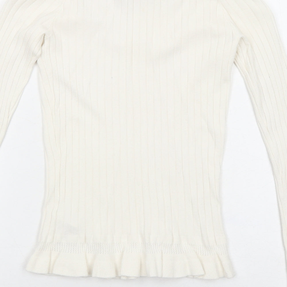 Miss Selfridge Womens Ivory Boat Neck Viscose Pullover Jumper Size 8 Pullover