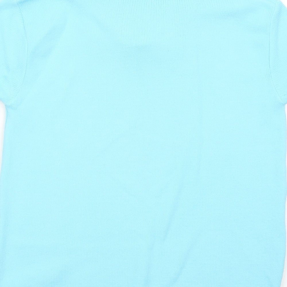 Choice Collection Womens Blue Collared Acrylic Pullover Jumper Size S Pullover