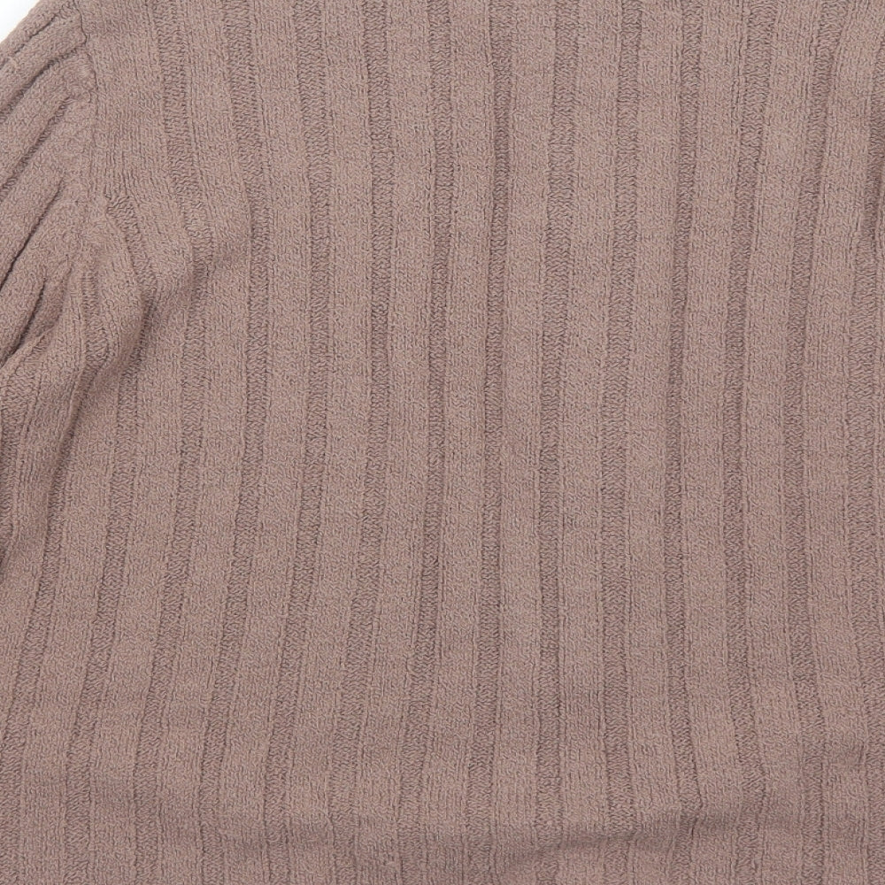 TIGI Womens Brown Collared Acrylic Full Zip Jumper Size 14