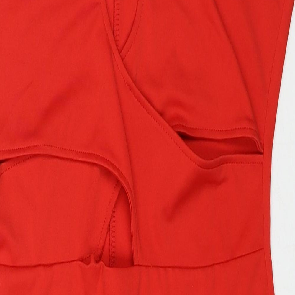 Preworn Womens Red Polyester Shift Size M Round Neck Pullover