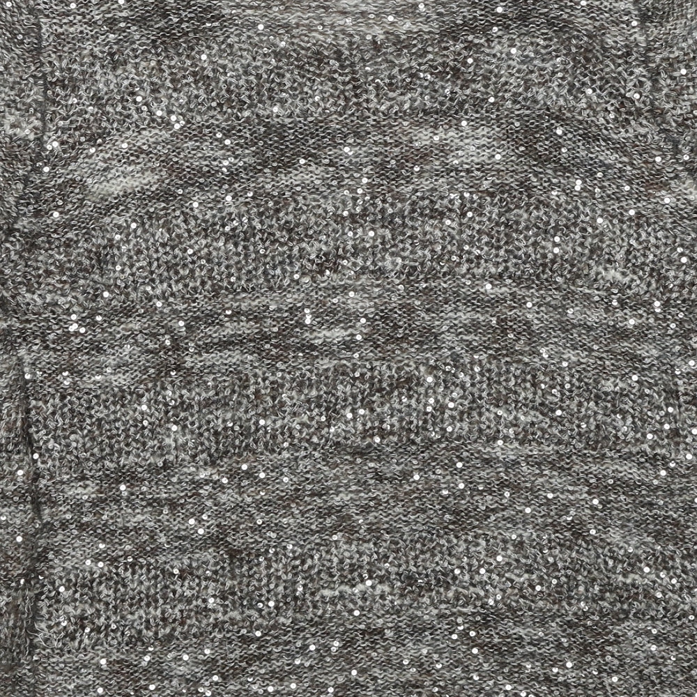 Marks & Spencer Womens Grey Round Neck Polyester Cardigan Jumper Size 12