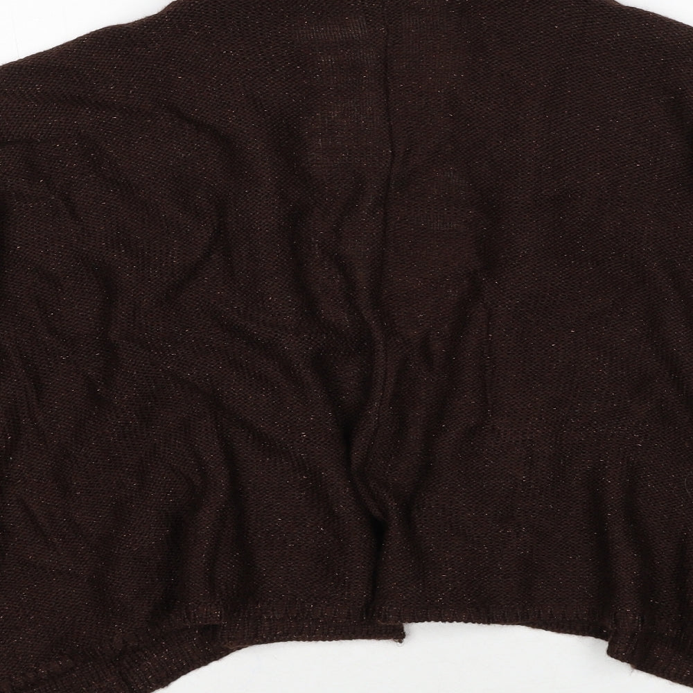 Marks & Spencer Womens Brown V-Neck Acrylic Cardigan Jumper One Size