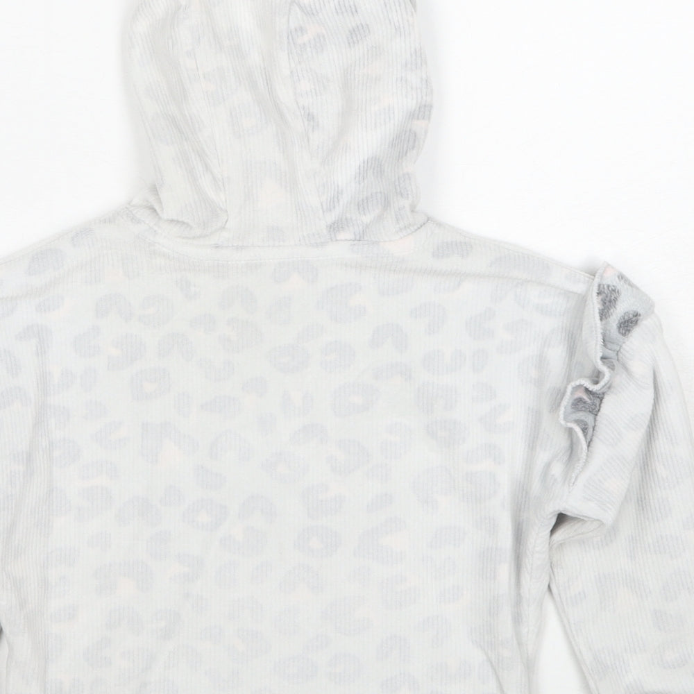 Matalan Girls Grey Geometric Polyester Pullover Hoodie Size 4 Years Pullover