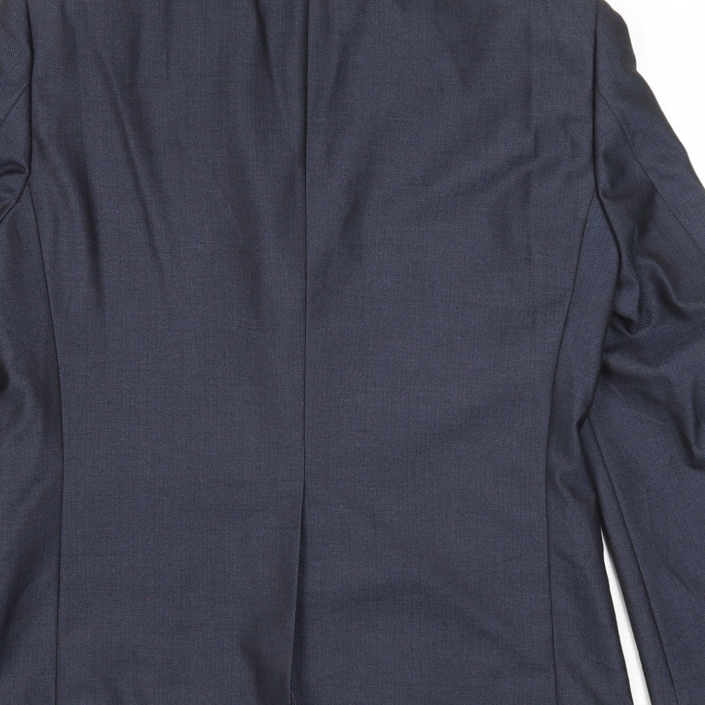 Preworn Mens Blue Polyester Jacket Suit Jacket Size 40 Regular