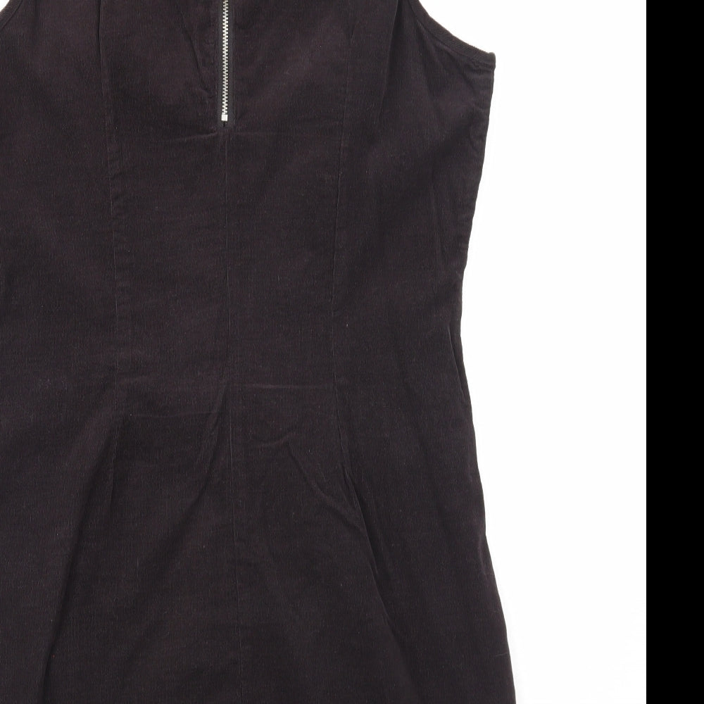 M&Co Womens Black Cotton A-Line Size 12 Round Neck Zip