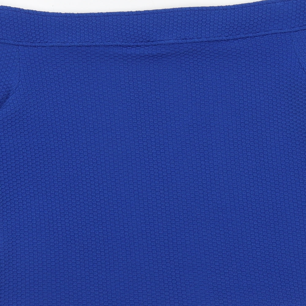 South Womens Blue Geometric Polyester Basic Blouse Size 14 Off the Shoulder