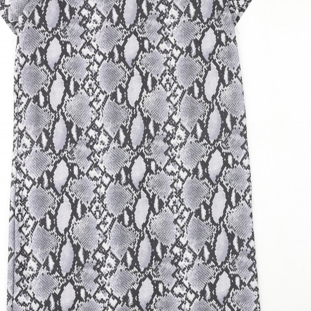 Primark Womens Grey Geometric Polyester A-Line Size 10 Round Neck Pullover