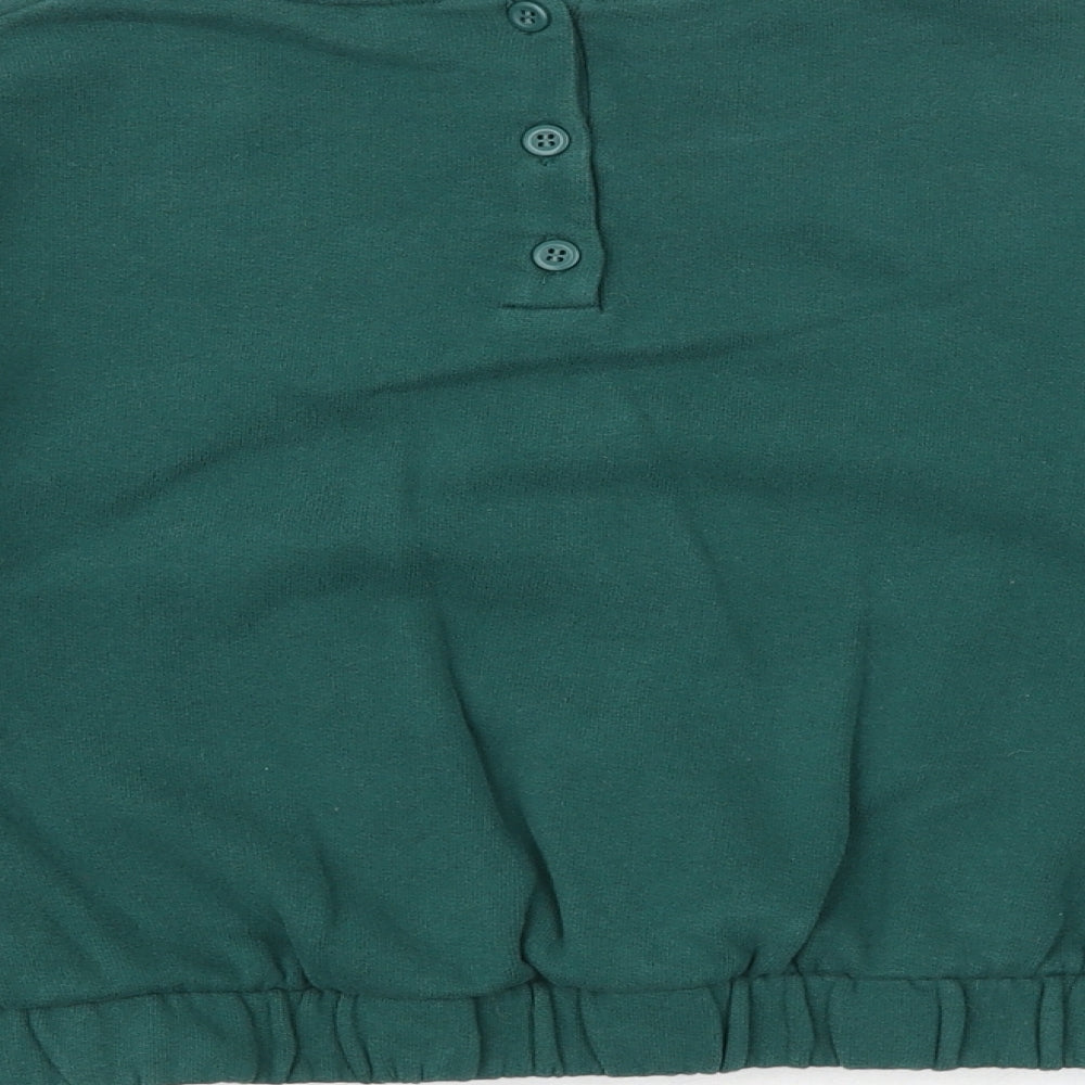 NEXT Girls Green Cotton Pullover Sweatshirt Size 8 Years Button