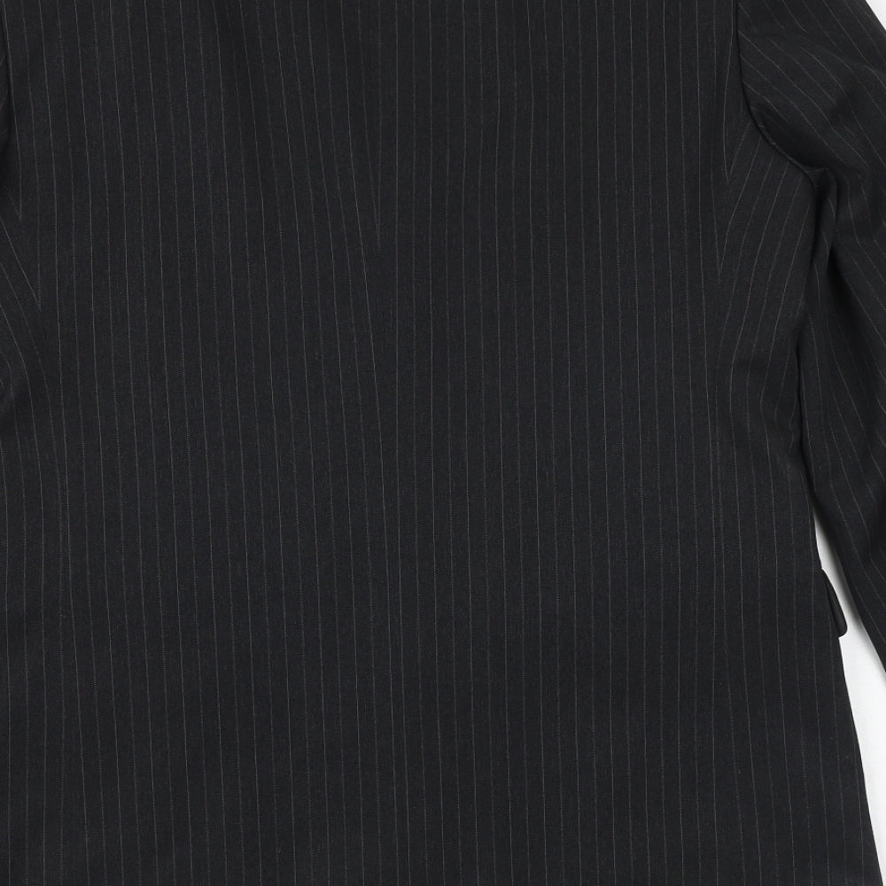 Taylor & Wright Mens Black Striped Polyester Jacket Suit Jacket Size 40 Regular