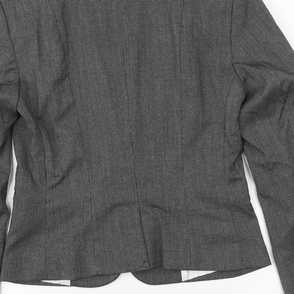 H&M Womens Grey Paisley Polyester Jacket Suit Jacket Size 8