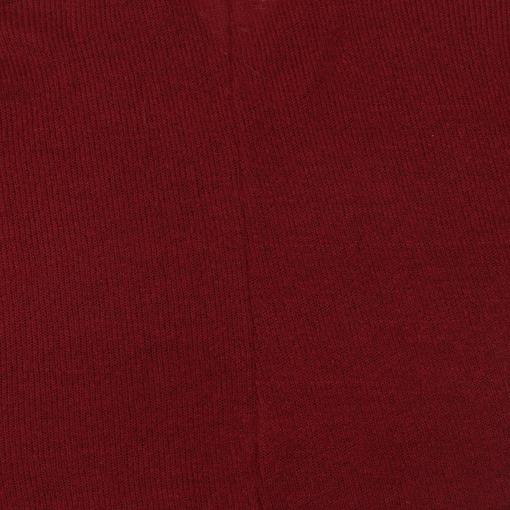 QED London Womens Red V-Neck Acrylic Pullover Jumper Size L