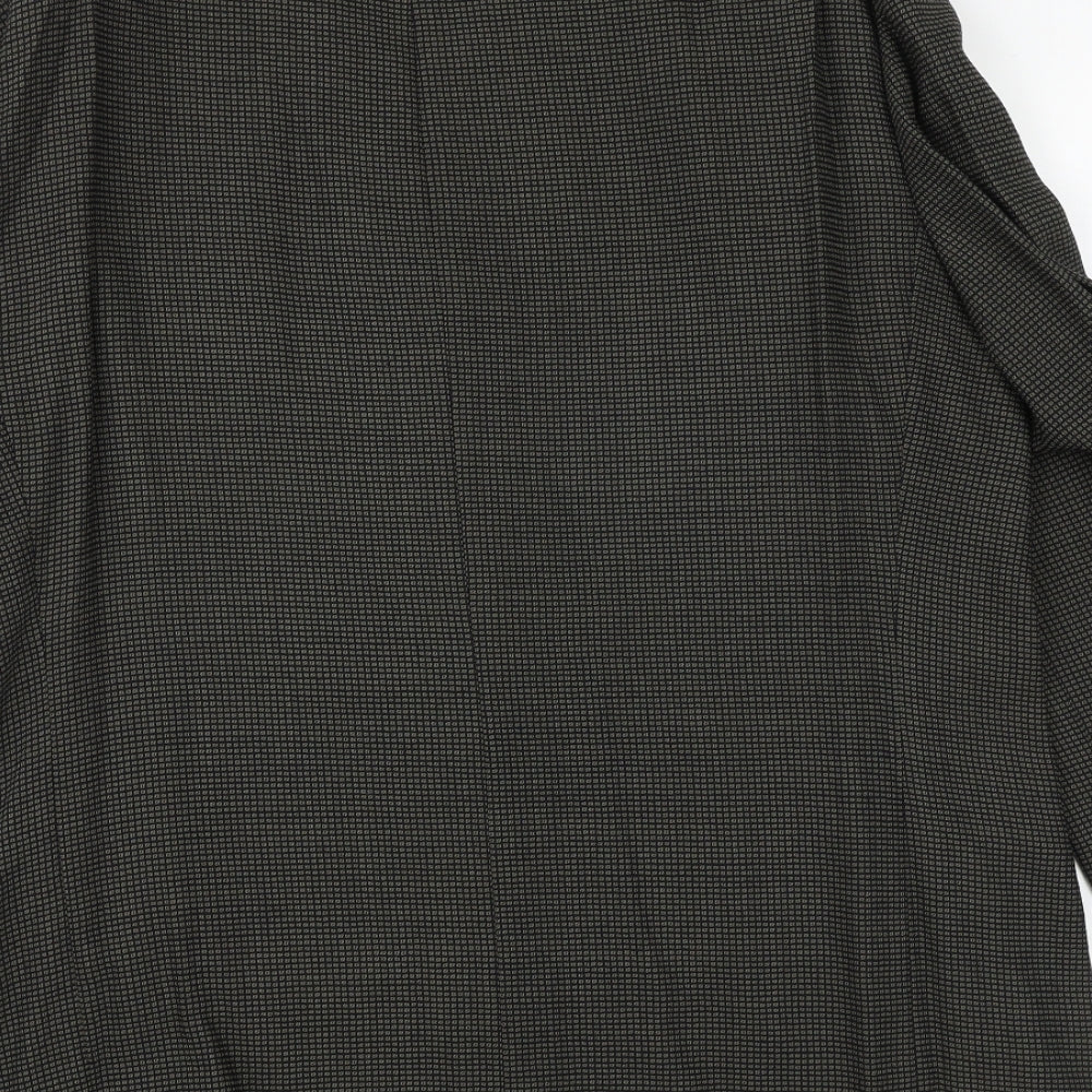 Preworn Mens Grey Geometric Polyester Jacket Blazer Size 42 Regular