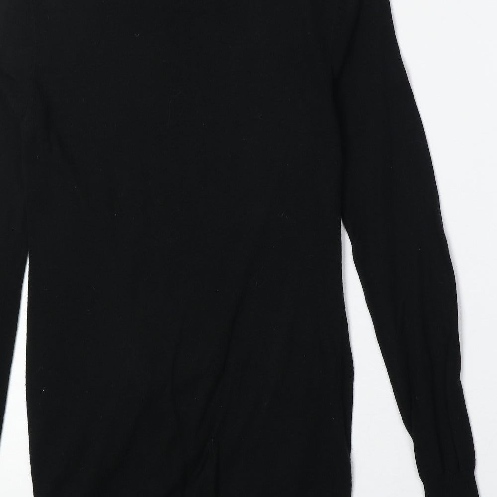 NEXT Womens Black Boat Neck Cotton Pullover Jumper Size 6 - Twist Detail