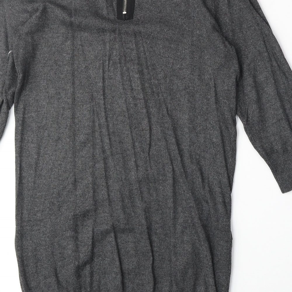 Internacionale Womens Grey Scoop Neck Viscose Pullover Jumper Size 12