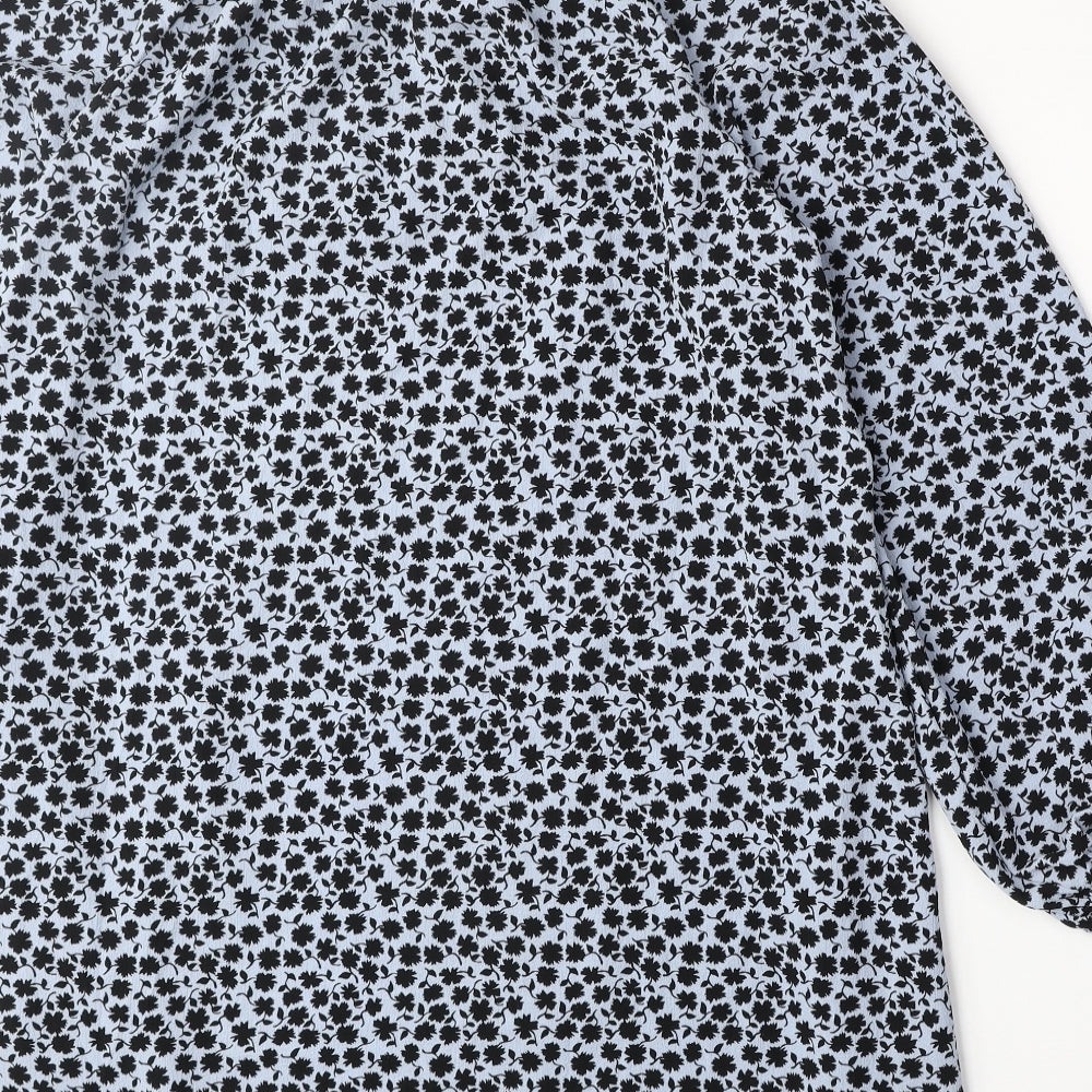 H&M Womens Blue Geometric Polyester A-Line Size 10 Mock Neck Tie