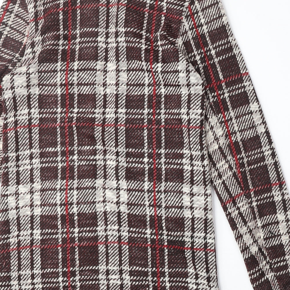 New Look Womens Brown Plaid Overcoat Coat Size 8