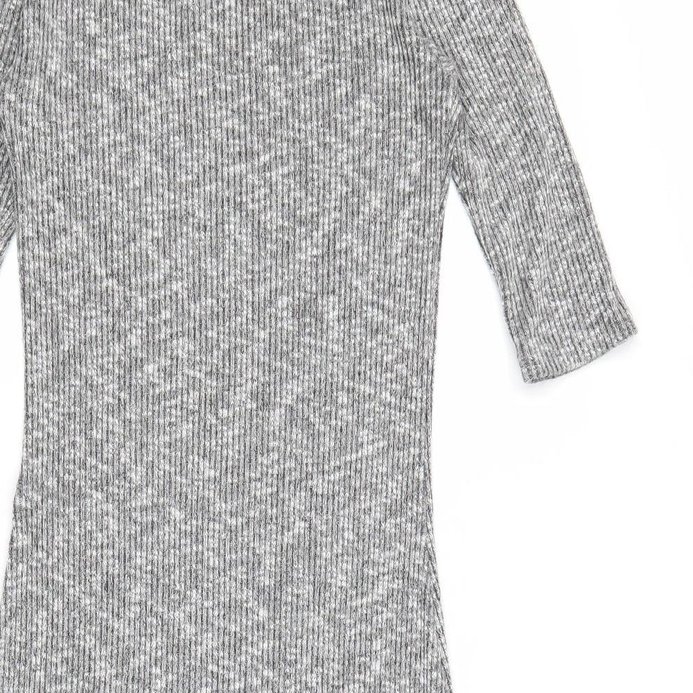 Ginger G Womens Grey Geometric Viscose Shift Size S Round Neck Pullover