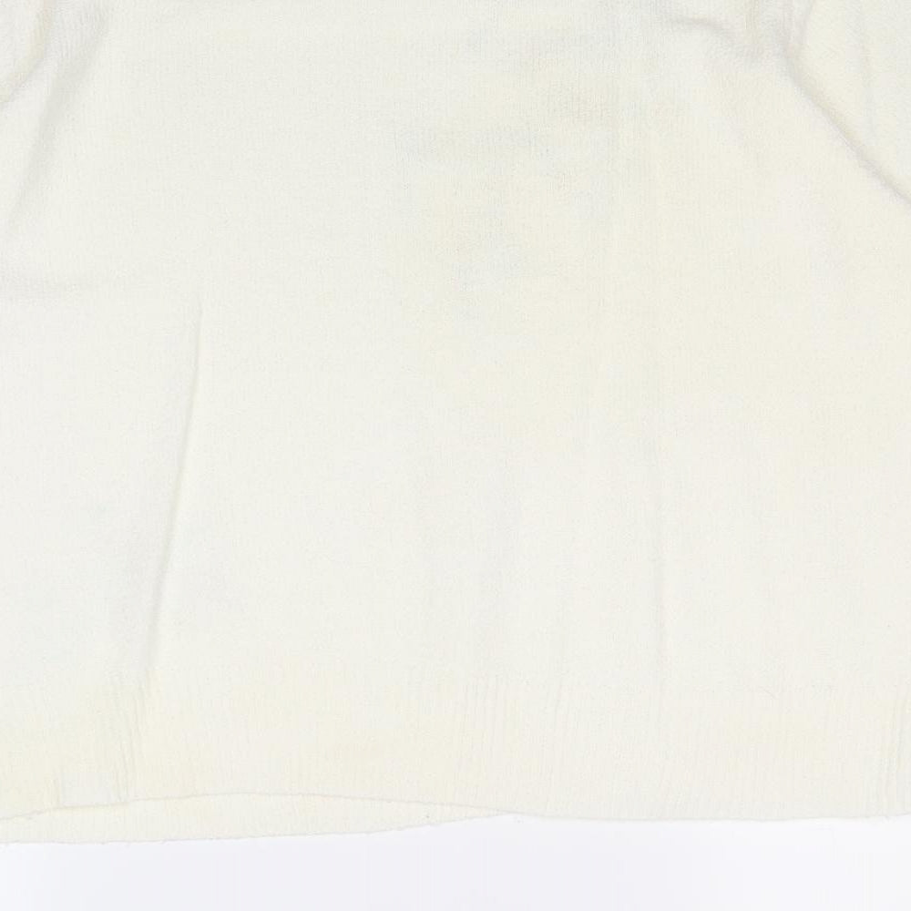 Berkertex Womens Ivory Round Neck Acrylic Pullover Jumper Size 18 - Floral Detail