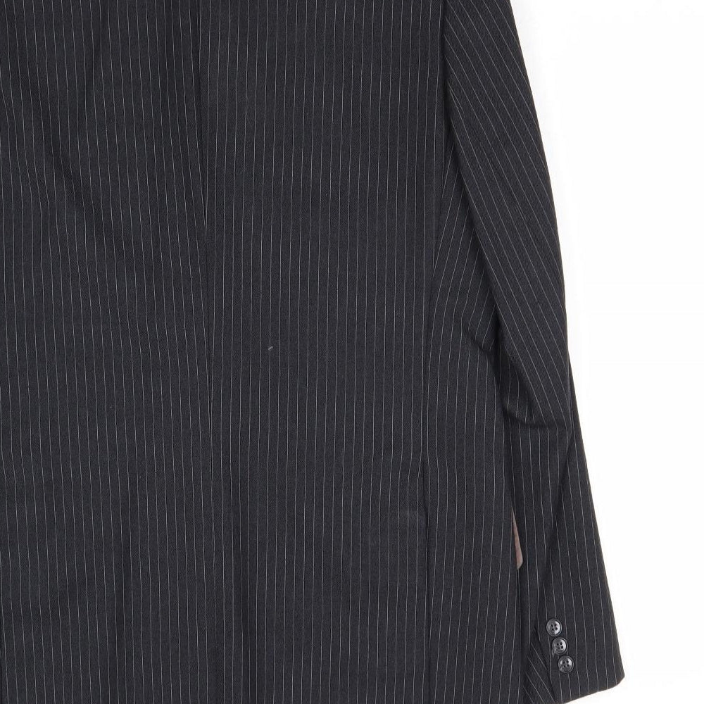 Preworn Mens Black Striped Wool Jacket Suit Jacket Size 40 Regular